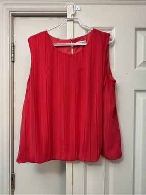 Calvin Klein Red Pleated Sleeveless Camisole